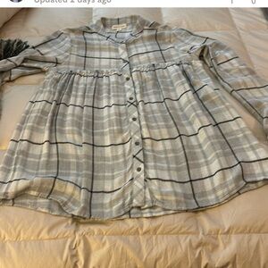 Cloth & Stone Gray Checkered Shirt Anthropologie